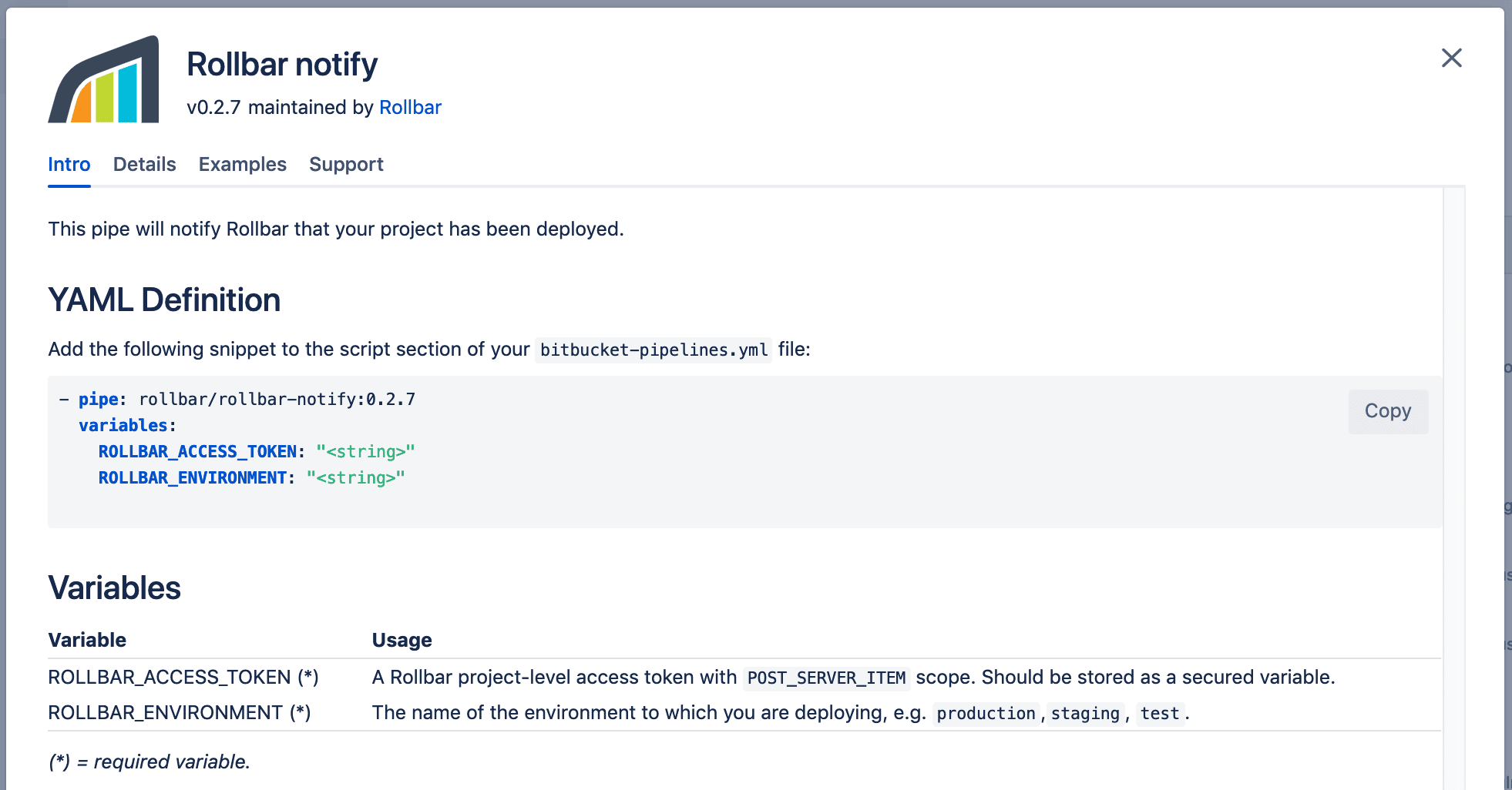 rollbar/rollbar-notify pipe