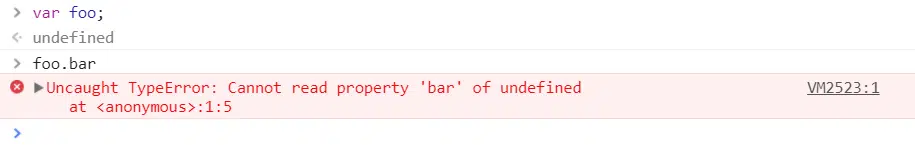 Screenshot of Uncaught TypeError: Cannot read property
