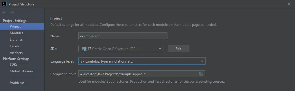 Jetbrains Intellij Idea IDE: Project Settings -> Language Level