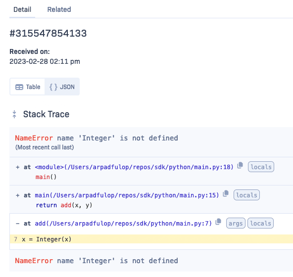 A Python traceback