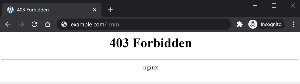Example of error code 403 forbidden
