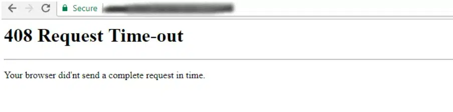 Example of error code 408 request timeout