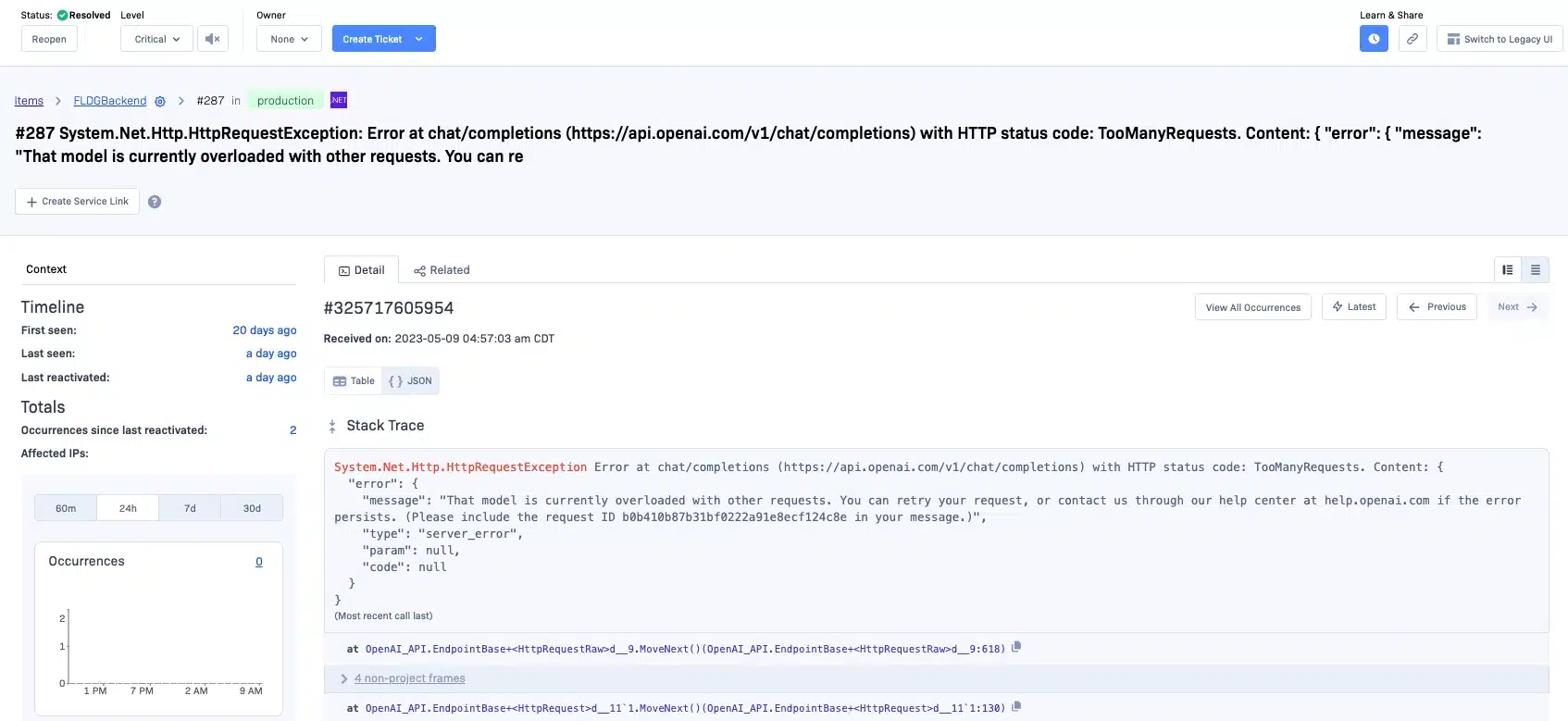 Example of error caught by Rollbar